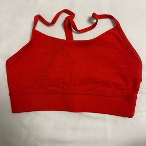 Red Padless Y-Back Sports Bra, Size Small Low Impact